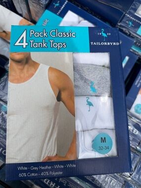 Tailorbyrd White & Grey Heather 4-Pack Classic Tank Tops